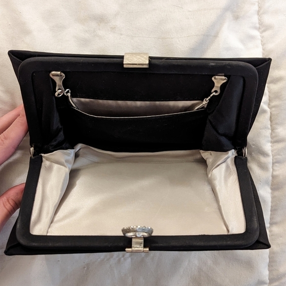 Vintage Black Handbag Cocktail Evening Dress Purse - Picture 5 of 7